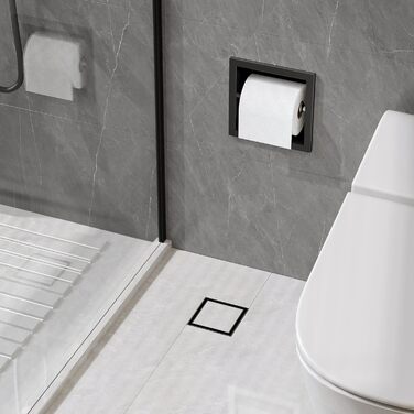 Тримач для туалетного паперу Neodrain вбудований у стіну, нержавіюча сталь, чорний, 17 x 17 см