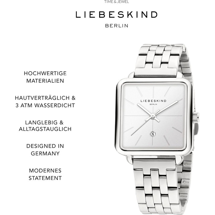 Жіночий аналоговий кварцовий годинник Liebeskind Berlin LT-0150-MQ зі сталевим браслетом, сріблястий/білий
