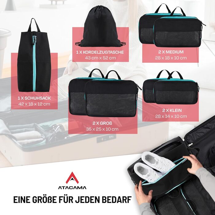 Набір кубиків-органайзерів для подорожей Atacama Premium: компресійні мішки для рюкзака та валізи (набір 6/8)