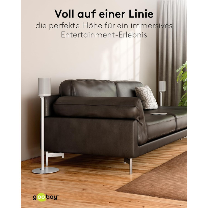 Стійка-підставка для колонки Sonos Era 100 від Goobay, з кабелем-менеджментом, біла, висота 71 см, витримує до 3 кг (71983)