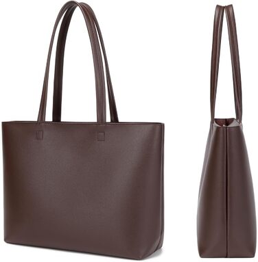 Жіноча сумка-шопер Tote Bag з PU шкіри для роботи, школи, покупок, застібка-блискавка, внутрішні кишені (Коричнева)