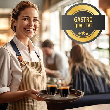 Creano PREMIUM double-walled espresso glasses 100ml - Set of 4 - Restaurant quality - 100% dishwasher safe - Thermoglass - Double-walled glass - NEW 2024