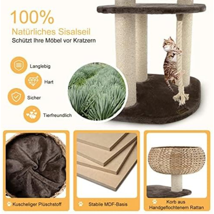 Дім-кігтечка для котів FANTASK з ліжками та активними іграми, кігтеточка-активіті, будиночок для котів