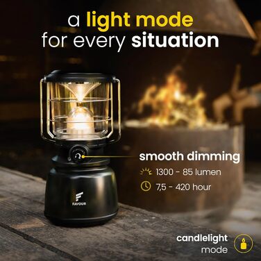 Favour LED Lantern Outdoor Lamp Bright 1300 Lumens | Camping Lamp, IP64 Waterproof, Shockproof | Camping Light with Stepless Dimming, Variable Color Temperature from Warm White to Cool White, Battery Powered