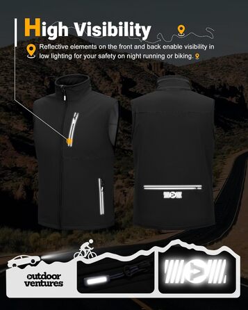 Чоловіча софтшеллова жилетка Outdoor Ventures для активного відпочинку: велосипедна, водонепроникна, вітронепроникна, чорна