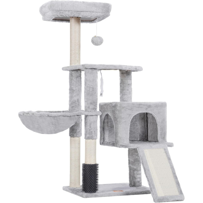 Котячий будиночок Heybly з котячою щіткою, котячий будиночок для домашніх котів з м'якою подушкою, котячий когтетоп з корзиною, когтеточкою та стовпчиком, HCT005SG (світло-сірий)