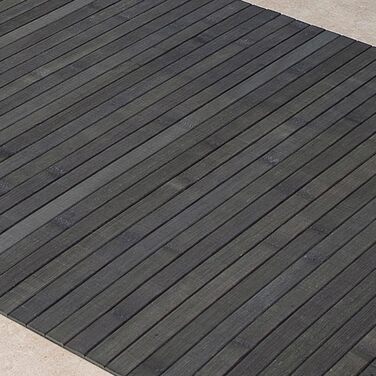 Bamboo Bath Mat Set - 3 Pack, Non-Slip Bathroom Rugs - Natural Wood Bath Mat, Steel Color