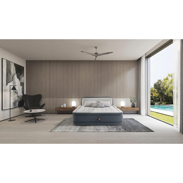 Надувний матрац Intex DuraBeam UltraPlush з підголівником, 220V, Queen, Fiber-Tech