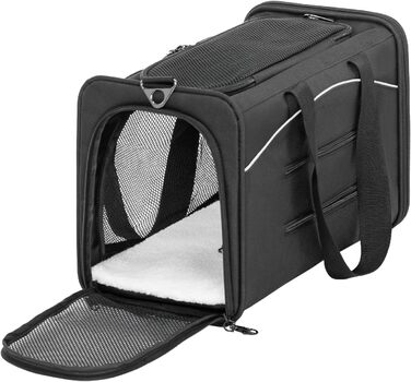 Транспортна сумка Petsfit для собак та котів, переноска для тварин, підходить для подорожей літаком, автомобілем та потягом (S, чорний)