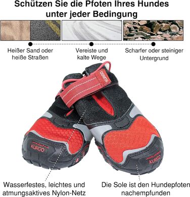 Kurgo Blaze Cross Dog Shoes, For Paw Protection, For Every Season, Waterproof and Reflective, Size XL, Red X-Large