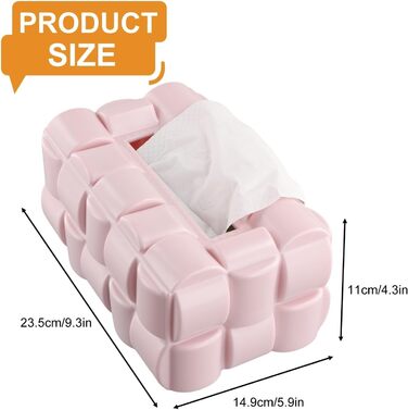 Carpango Tissue Box Holder, Multifunctional Waffle Tissue Box, Dispenser, Napkin Cover for Home, Office, Restaurant (Pink, Stylish, Rectangular, PET)