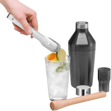 Набір бармена WMF Baric Cocktail Set 4-piece: шейкер, мірний стакан, щипці для льоду, мадлер, дерев'яний, у подарунковій коробці
