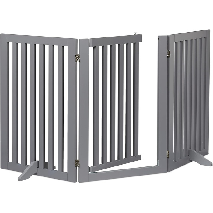 Захисне ворота для собак Relaxdays, сіре, 70 x 154 см, розкладне, з дверцятами та ніжками, самостійне
