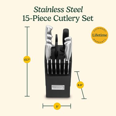Cuisinart 15-Piece Stainless Steel Hollow Handle Knife Block Set