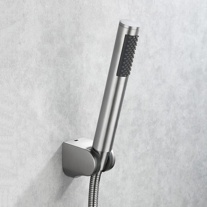 KES Handheld Shower Head Shower Head Bathroom SUS304 Shower Head with Shower Head Holder and Shower Hose Stainless Steel Brushed, LP150-BS
