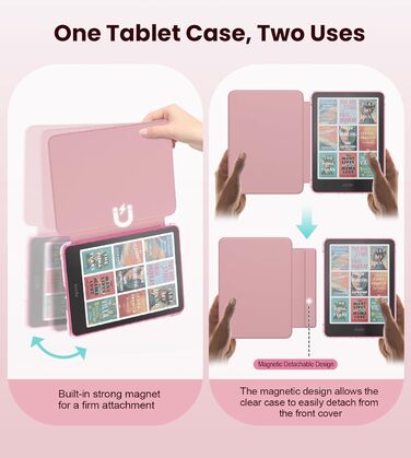 Чохол для Kindle Paperwhite 12 (2024) та Kindle Colorsoft (2024/2025) MoKo з магнітною застібкою, прозорий, захист від подряпин, авто-вкл/викл, колір: весняне рожевий