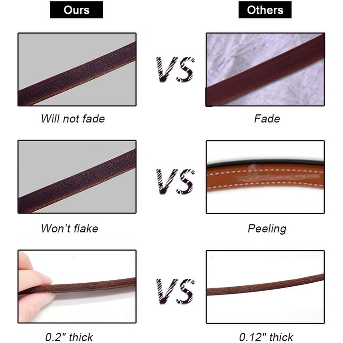 Wellbro Dog Leash made of genuine leather, soft, adjustable pet retriever leash with slider, durable, 1.8 m long x 1.8 cm wide, Brown