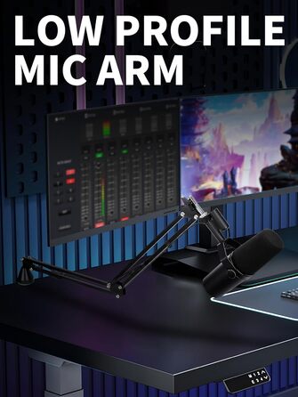 Кріплення для мікрофона HyperX QuadCast та інші - кріплення на стіл з поп-фільтром, сумісне з Blue Yeti, Razer Seiren Mini, YOUSHARES (8. Low Profile)