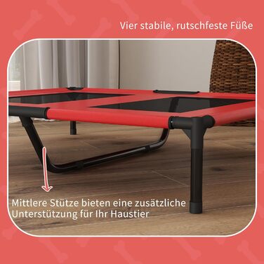 Лежанка для собак PawHut Outdoor, піднята лежанка з дихаючою сіткою, для малих та середніх собак, 91 x 69 x 29 см (Червоний)