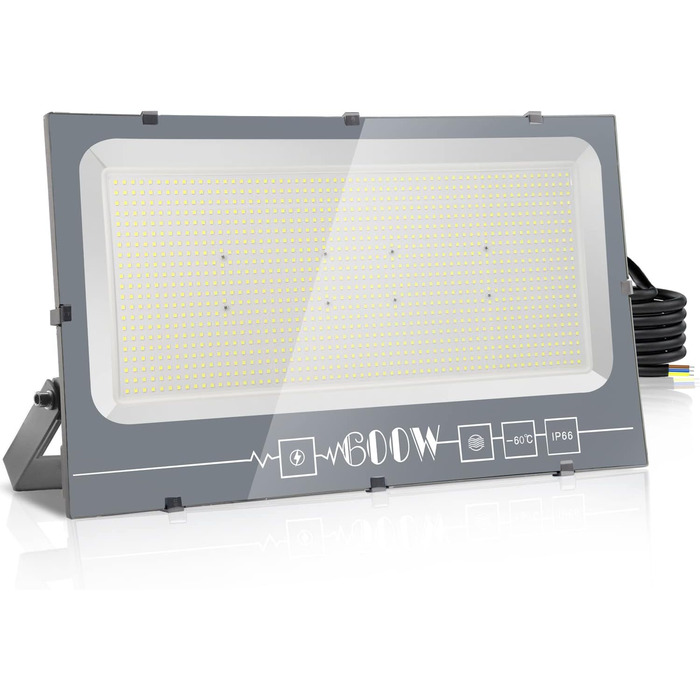 LED Floodlight Outdoor, IP65 Waterproof Outdoor Floodlight LED Spotlight 30000LM Floodlight, Outdoor Floodlight for Backyard, Garden, Workshop, Yard, Driveway, Doors, Garage, Hallway (Warm White, 600W)