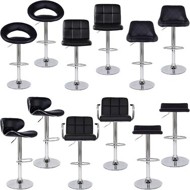 Dibea 2-Piece Swivel Bar Stools - Adjustable Height, 130kg Capacity, Black - Model 1 (Model 6)
