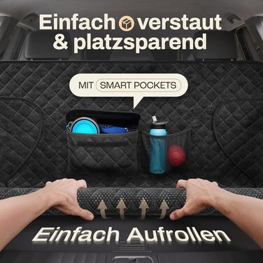 Захист для багажника авто для собак HELDENWERK: водовідштовхуючий, антиковзкий, з захистом бокових панелей та краю, універсальний, чорний (преміум, стеганий)