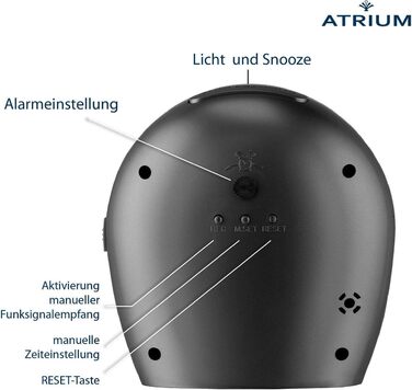 Atrium Silent Analog Clock Quartz No Ticking Classic Design Matte Black A620-7