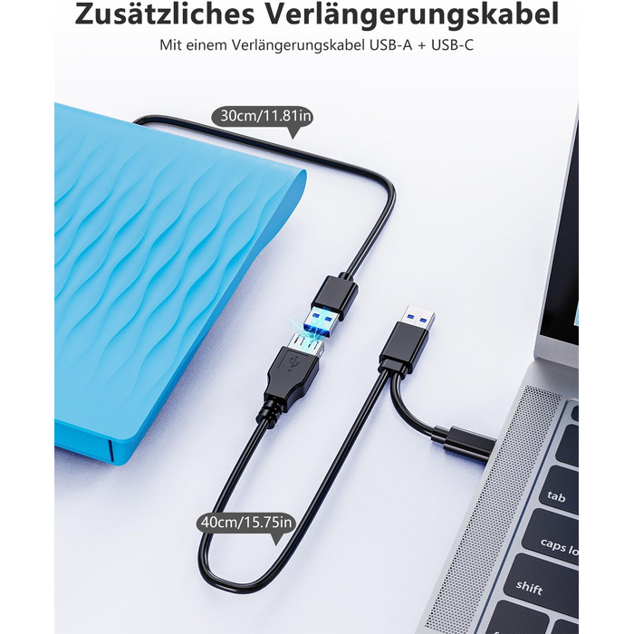 Зовнішній DVD CD привід DANGZW USB 3.0 Type-C, портативний DVD-брунер та плеєр для ноутбука та ПК (Windows, MacOS, Linux), синій