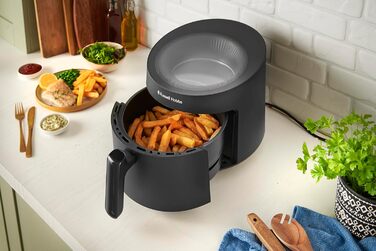 Russell Hobbs Hot Air Fryer 5L [10 Programs | with Viewing Window] AirFryer (Oil-Free Frying, Frying, Grilling, Roasting, Baking, max 200°C, Dishwasher Safe, Black) SatisFry Panoramic 27420-56