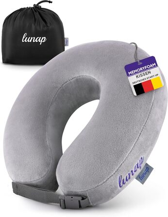 Подушка для шиї Travel Pillow Roundy O сірого кольору | Подушка для подорожей в літак, авто | Memory Foam, дихаюча тканина, знімна наволочка