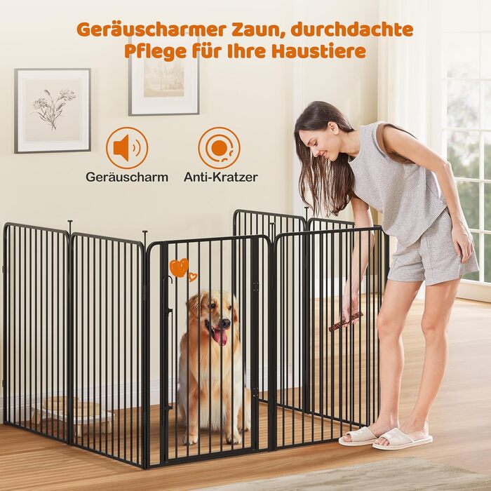 Вольєр для цуценят Yaheetech 12-секційний, 100 см, з замком, тихі труби, захист для підлоги, 8 мм металевий дріт, для квартири та саду