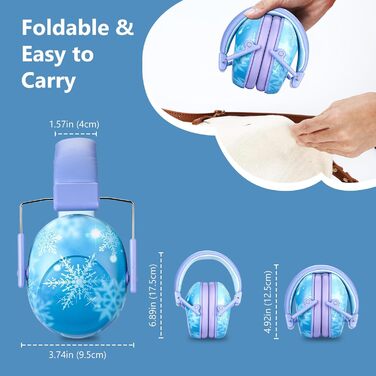 Навушники для захисту від шуму ProCase для дітей, NRR 24dB, складаються, регульовані, з захистом від шуму (Frozen)