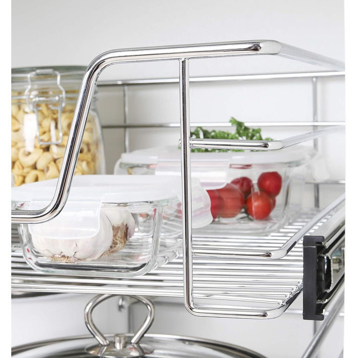 International Household Telescope Drawer - Kitchen Cabinet Drawer for 60 cm Kitchen Cabinets, Storage Basket Drawer Installation, Telescope Basket for Kitchen Cabinet, made of Metal (Chrome)
