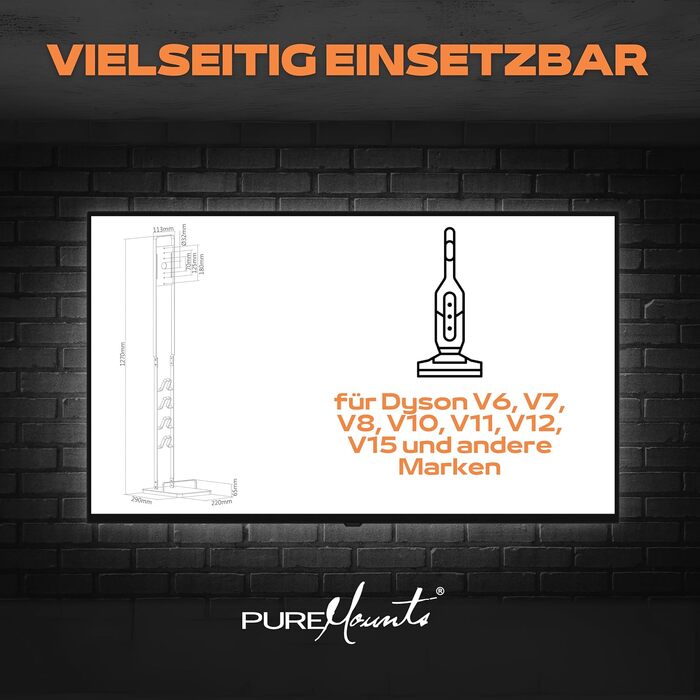 Підставка для пилососа Dyson V7-V15 PureMounts універсальна, чорна - тримач для аксесуарів