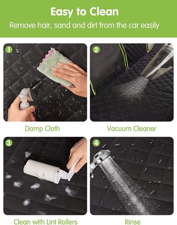 Автомобільний чохол на сидіння для собак NZONPET 4-в-1, 100% водонепроникний, стійкий до подряпин, гамак з великим сітковим вікном, довговічний, неслизький, захист заднього сидіння для тварин, підходить для авто, вантажівок, SUV, стандарт, зелений