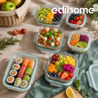 Контейнери для зберігання продуктів Edihome, 14 шт (7 контейнерів + 7 кришок), прозорі, BPA-free