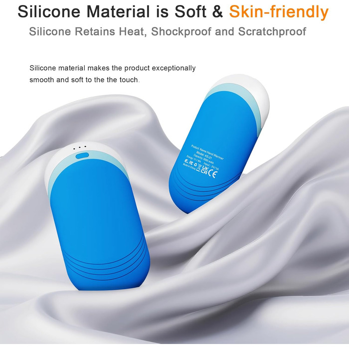 Електричні грілки для рук Karecel 2 шт., акумуляторні, силіконові, 6000mAh, для жінок та чоловіків (блакитний)