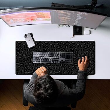 Килимок для миші 80x40 см 3-в-1 з підставкою для зап'ястя та клавіатури, антиковзаюча основа, стильний дизайн для геймерів, дому та офісу (J3-Gepard)