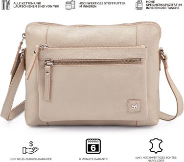 Сумка через плече Wise Owl з натуральної шкіри бежевого кольору (Nappa) для жінок та чоловіків, кросбоді, 5 відділень на блискавці