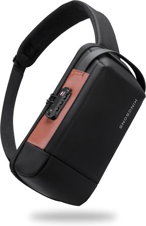 Чоловіча/Жіноча нагрудна сумка Kingsons Anti-theif з замком, маленька кросбоді, для подорожей, спорту, велотуризму, повсякденного використання (чорний/коричневий)