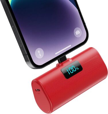 Портативний зарядний акумулятор Mini Powerbank 5200mAh з LCD-дисплеєм для iPhone та інших пристроїв (червоний)