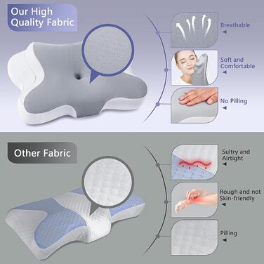 Подушка для шиї JINXIA: ергономічна ортопедична подушка з memory foam, сіра, для сну на боці, спині та животі