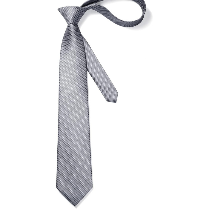 Краватка та нагрудний хустинка HISDERN: комплект для весілля, ділових зустрічей та свят (срібно-сірий)