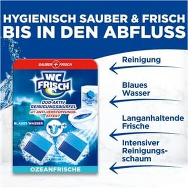 Очищувач для унітазу WC Frisch Duo-Aktiv, блоки для бачка 2в1: гігієна та захист від вапна, свіжий аромат, 100 г (12 x 2 шт)