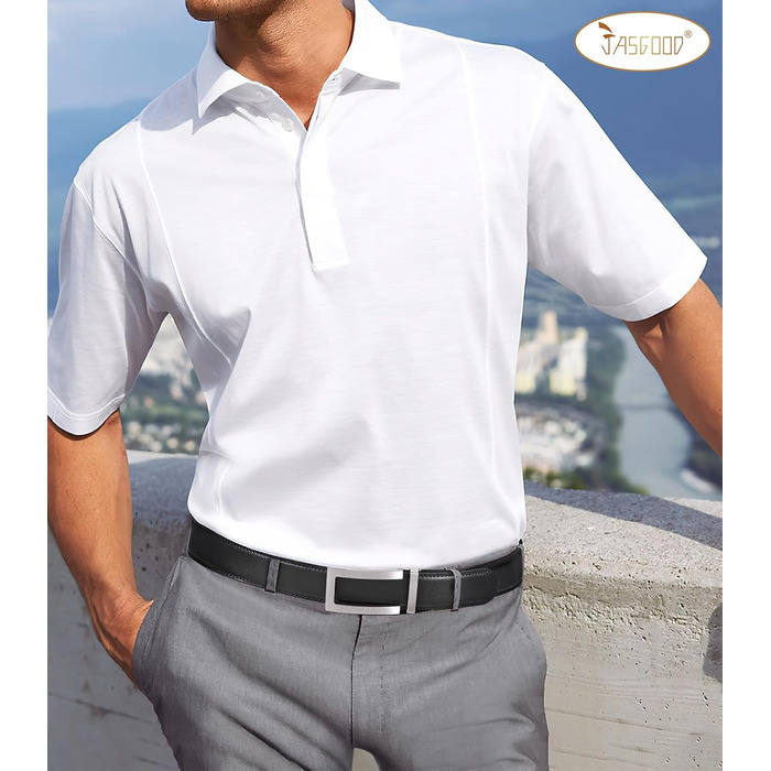 Чоловічий шкіряний ремінь JasGood з автоматичною застібкою, регульований, без отворів, ширина 35 мм, чорний, 130 см (підходить для обхвату талії 101-115 см)