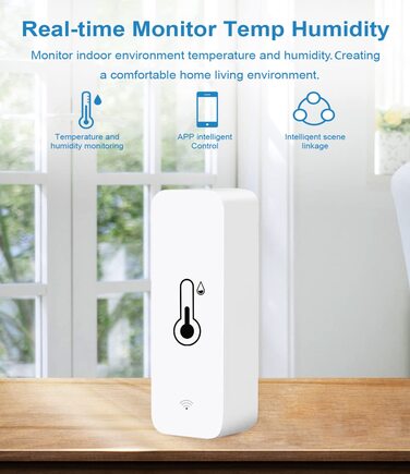 WLAN Smart Thermometer Hygrometer, Digital Mini Indoor Temperature and Humidity Sensor, Room Temperature Humidity Sensor App Remote Control for Greenhouse Basement, Compatible with Alexa/Google Home. 4Pack