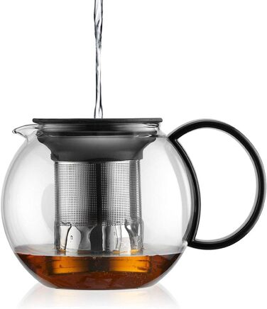 Чайник-прес Bodum Assam 1 л, скляна ручка, сталевий фільтр, чорний