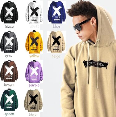 Худі Moshtashio чоловіче базове з капюшоном, світшот з довгими рукавами, класична чоловіча куртка-толстовка, унісекс, білий (L, Бежевий)