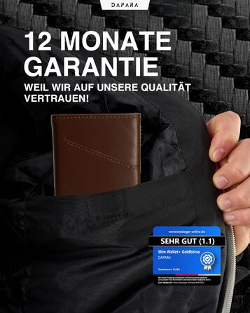 Чоловічий гаманець DAPARA з RFID-захистом | Тонкий гаманець для чоловіків з відділенням для монет | Гаманець-картхолдер на 12 карт | Коричневий гаманець Espresso Mini з натуральної шкіри