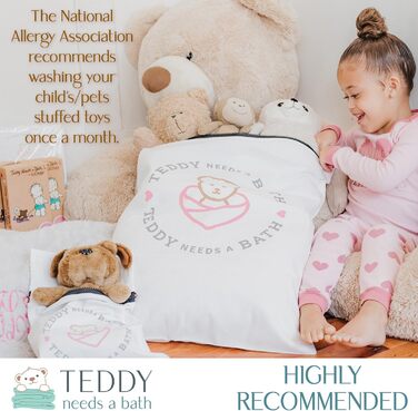 Teddy needs a pet bath and kids' toys. Laundry bag for the dryer.